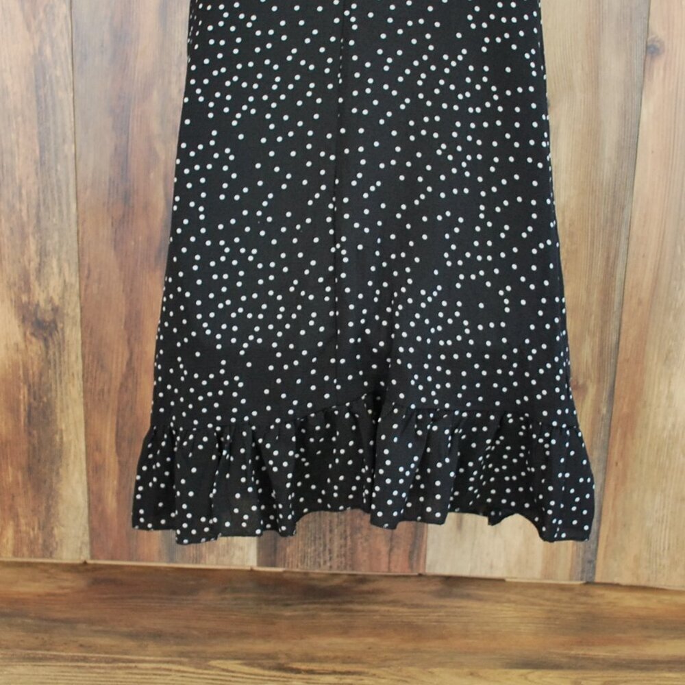 Women's Super Cute Flowey Polk a dot Black White Dress S - Picture 5 of 7